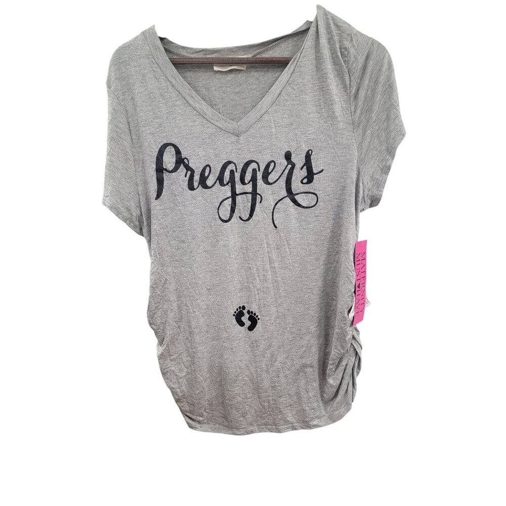 French Pastry "Preggers" Maternity T-Shirt Small Gray